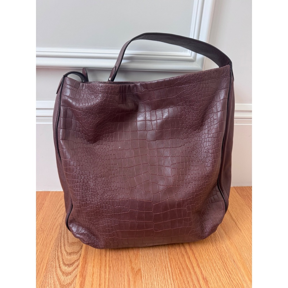 Coach F26122 Brown Croc Embossed Leather Hobo Shoulder Bag Tassel EUC - Picture 12 of 16